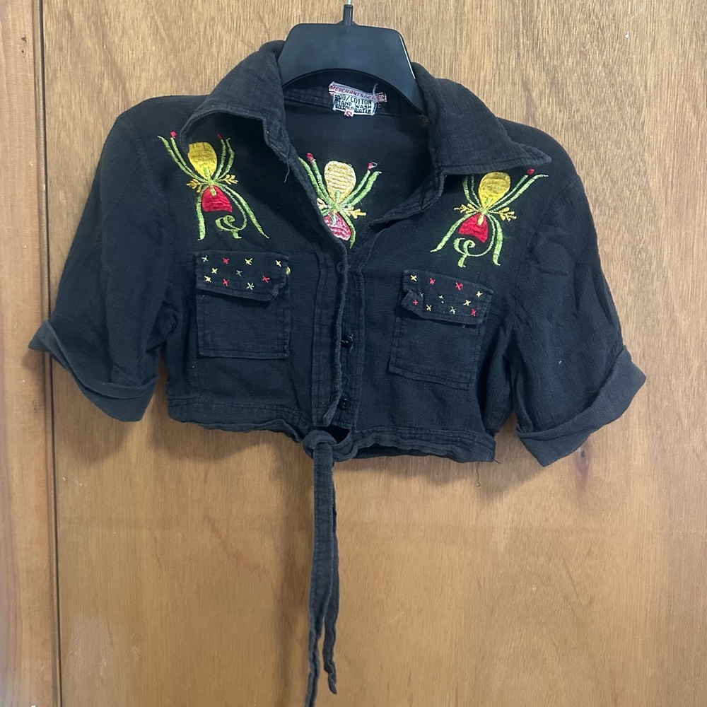 Embroidered Black Kids Jacket